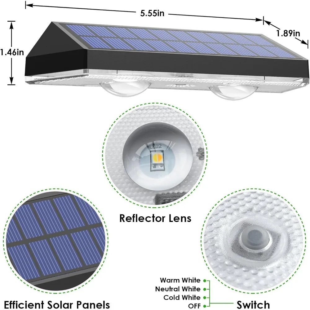 SunGlow Elite 8-Pack Solar Fence & Deck Lights 3 Mode, IP65 Waterproof Outdoor Lighting for Your Garden, Deck, and Walkways