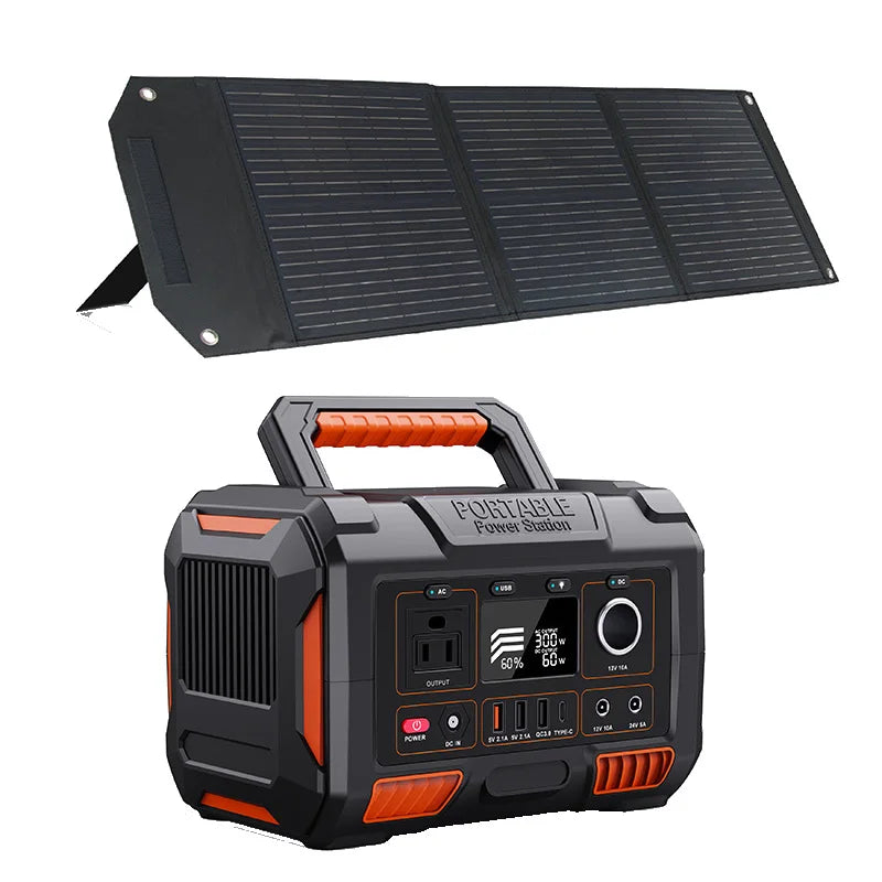 Estación de energía portátil de 200 W, generador solar, batería con panel solar, kit completo de 30 W para el hogar y las excursiones