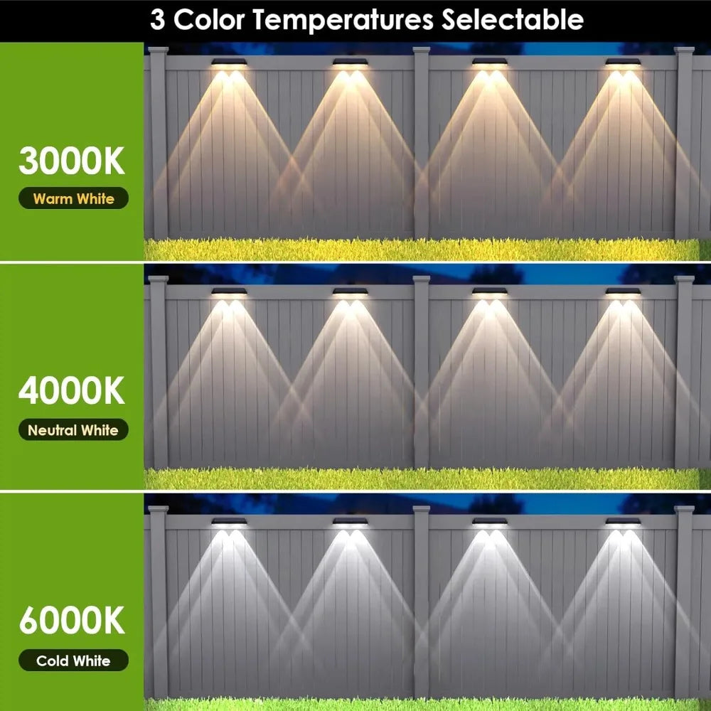 SunGlow Elite 8-Pack Solar Fence & Deck Lights 3 Mode, IP65 Waterproof Outdoor Lighting for Your Garden, Deck, and Walkways