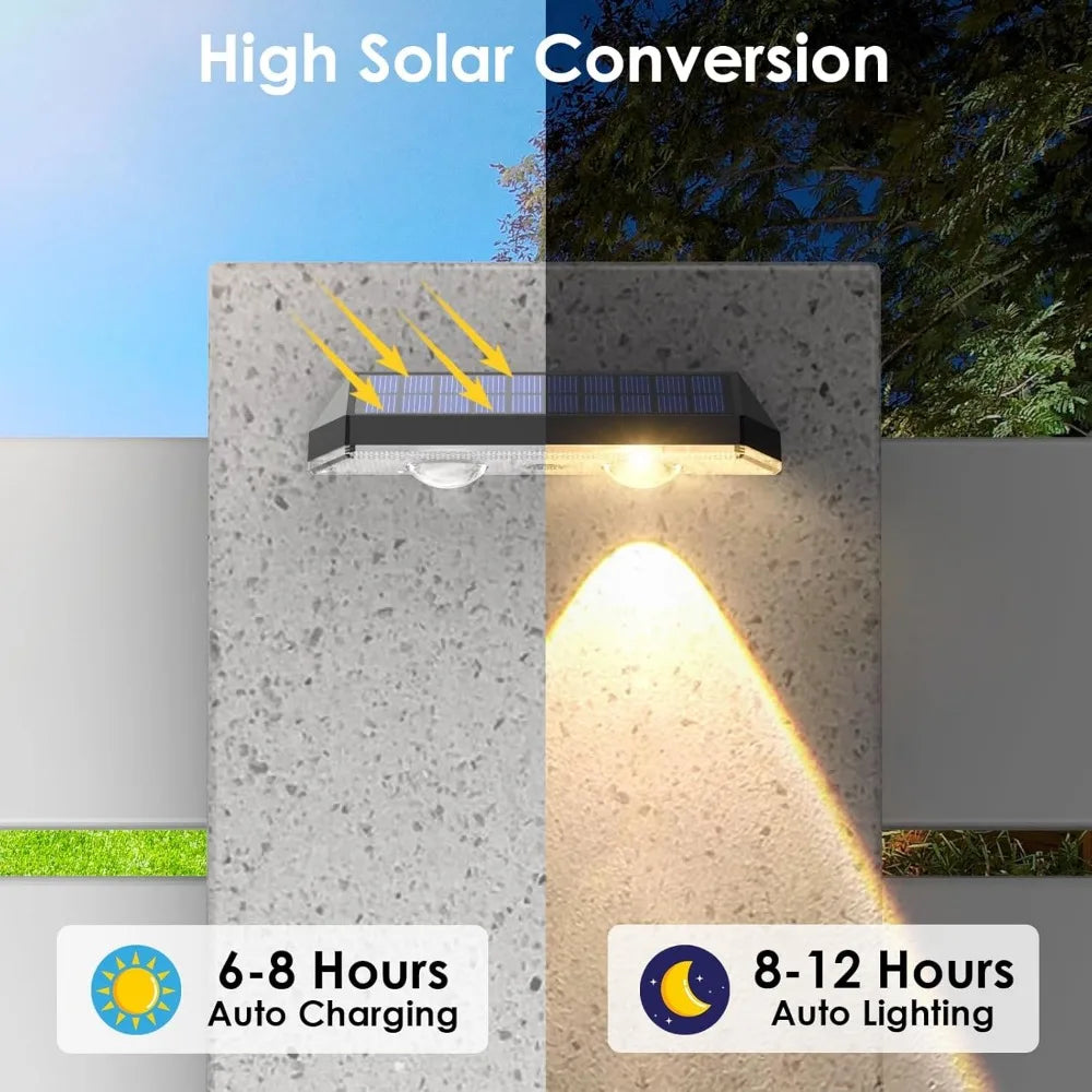 SunGlow Elite 8-Pack Solar Fence & Deck Lights 3 Mode, IP65 Waterproof Outdoor Lighting for Your Garden, Deck, and Walkways
