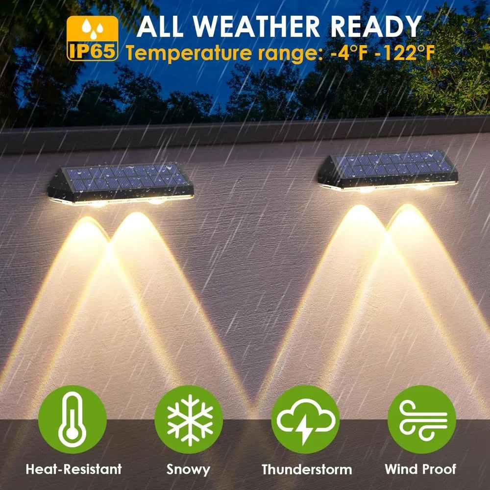 SunGlow Elite 8-Pack Solar Fence & Deck Lights 3 Mode, IP65 Waterproof Outdoor Lighting for Your Garden, Deck, and Walkways