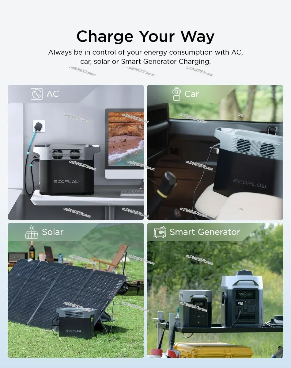 Estación de energía portátil EcoFlow Delta 2 con batería LiFePO4 de 1024 Wh | Salida de 1800 W | Generador solar de última generación