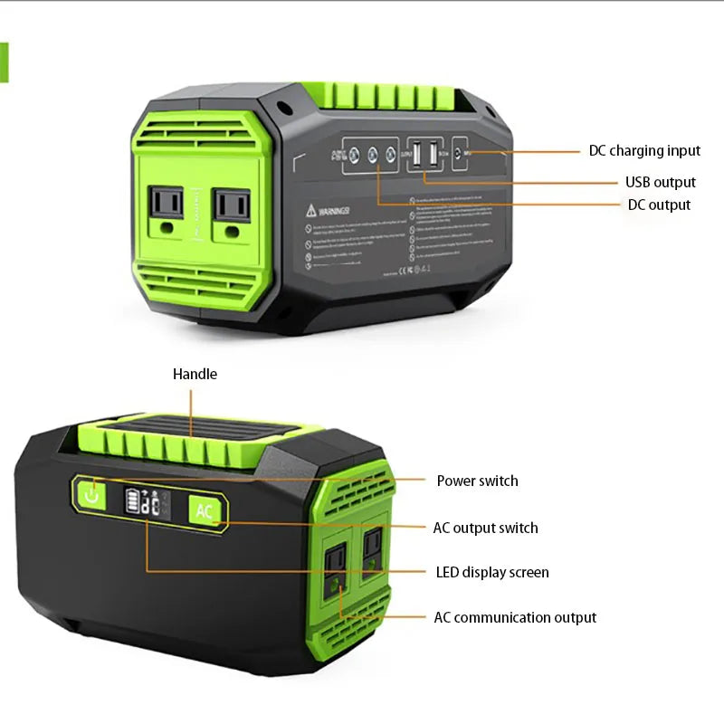 Estación de energía portátil de 200 W, generador solar, batería con panel solar, kit completo de 30 W para el hogar y las excursiones