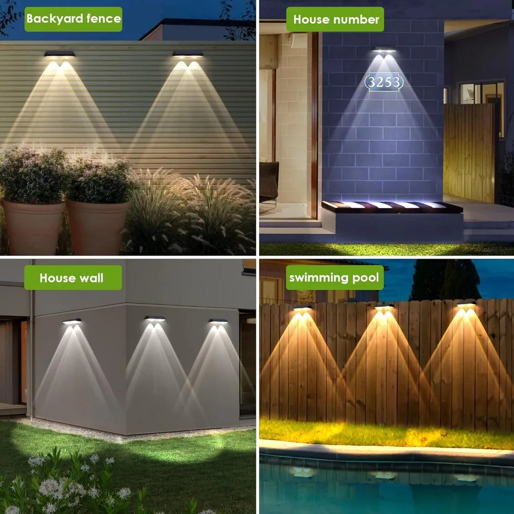 SunGlow Elite 8-Pack Solar Fence & Deck Lights 3 Mode, IP65 Waterproof Outdoor Lighting for Your Garden, Deck, and Walkways