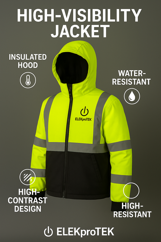 ELEKPROTEK PowerShield™ Hi-Vis Winter Jacket – Waterproof, Thermal, Reflective Workwear for Electricians