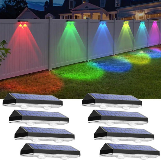 SunGlow Elite 8-Pack Solar Fence & Deck Lights 3 Mode, IP65 Waterproof Outdoor Lighting for Your Garden, Deck, and Walkways